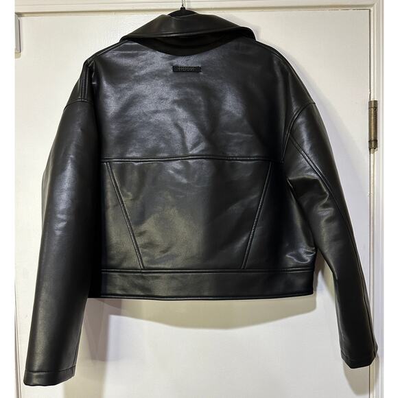 Hudson Faux Leather Black Jacket Small NWT Sample Piece Biker Jacket Moto Detail - Picture 8 of 13